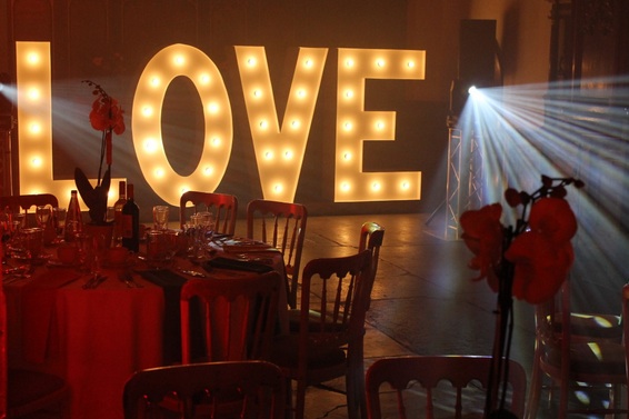 Light Up Letters at a Wedding Reception